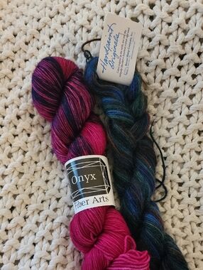 Onyx Fiber Arts & Brown Sheep Hand-Dyed Yarn bundle